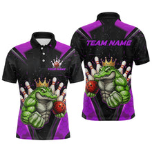 Load image into Gallery viewer, Custom Funny Purple Crocodile Bowling Shirt Alligator Bowling Jersey for Women Polo &amp; 1/4 Zip QZT823