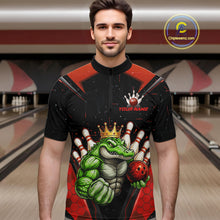 Load image into Gallery viewer, Custom Funny Red Crocodile Bowling Shirt Alligator Bowling Jersey for Men Polo &amp; 1/4 Zip QZT823