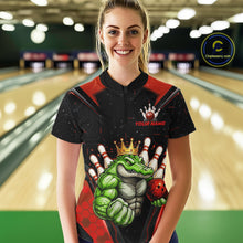 Load image into Gallery viewer, Custom Funny Red Crocodile Bowling Shirt Alligator Bowling Jersey for Women Polo &amp; 1/4 Zip QZT823