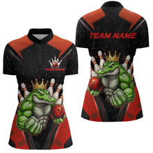 Load image into Gallery viewer, Custom Funny Red Crocodile Bowling Shirt Alligator Bowling Jersey for Women Polo &amp; 1/4 Zip QZT823