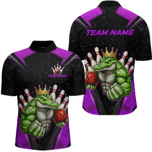 Load image into Gallery viewer, Custom Funny Purple Crocodile Bowling Shirt Alligator Bowling Jersey for Men Polo &amp; 1/4 Zip QZT823