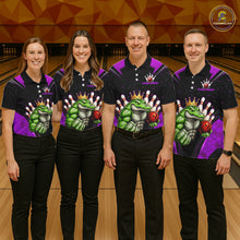 Load image into Gallery viewer, Custom Funny Purple Crocodile Bowling Shirt Alligator Bowling Jersey for Women Polo &amp; 1/4 Zip QZT823
