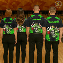 Load image into Gallery viewer, Custom Funny Green Crocodile Bowling Shirt Alligator Bowling Jersey for Men Polo &amp; 1/4 Zip QZT823