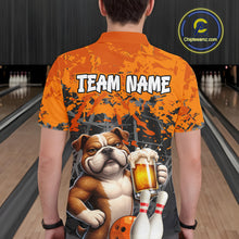 Load image into Gallery viewer, Orange Bull Dog &amp; Beer Bowling Shirt for Men Custom Bowling Team Jersey Bowling Outfit QZT998