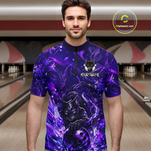 Load image into Gallery viewer, Custom Purple Cat Bowling Team Shirt Bowling Jersey League for Men  Polo &amp; Quarter-Zip QZT1053