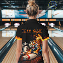Load image into Gallery viewer, Personalized Tiger Bowling Shirt Orange Funny Bowling Team League Jersey for Women QZT832