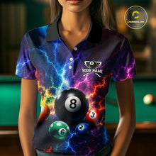 Load image into Gallery viewer, Person wearing a colorful polo shirt with billiard ball design and 'Your Name' text.