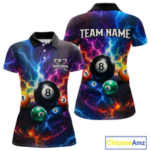Load image into Gallery viewer, Colorful polo shirt with billiard ball design on a white background