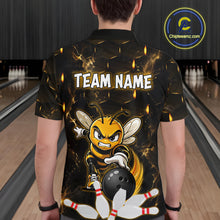 Load image into Gallery viewer, Custom Black &amp; Gold Funny Bee Bowling Shirt for Men Polo &amp; 1/4-Zip Bowling Team Jersey QZT1007