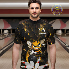 Load image into Gallery viewer, Custom Black &amp; Gold Funny Bee Bowling Shirt for Men Polo &amp; 1/4-Zip Bowling Team Jersey QZT1007