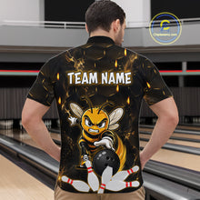 Load image into Gallery viewer, Custom Black &amp; Gold Funny Bee Bowling Shirt for Men Polo &amp; 1/4-Zip Bowling Team Jersey QZT1007