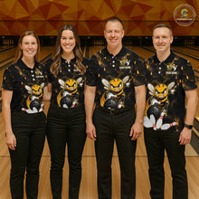 Load image into Gallery viewer, Custom Black &amp; Gold Funny Bee Bowling Shirt for Men Polo &amp; 1/4-Zip Bowling Team Jersey QZT1007