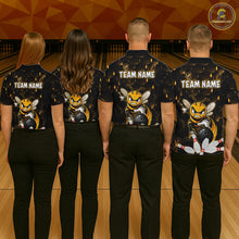Load image into Gallery viewer, Custom Black &amp; Gold Funny Bee Bowling Shirt for Men Polo &amp; 1/4-Zip Bowling Team Jersey QZT1007