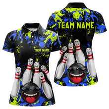 Load image into Gallery viewer, Green Blue Funny Bowling Team Shirt for Women Bowling League Jersey Polo &amp; 1/4 Zip Bowler Outfit QZT781
