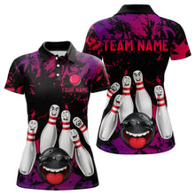 Load image into Gallery viewer, Red Purple Funny Bowling Team Shirt for Women Custom Bowling League Jersey Polo &amp; 1/4 Zip Bowler Outfit QZT781