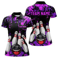 Load image into Gallery viewer, Purple Funny Bowling Team Shirt for Women Custom Bowling League Jersey Polo &amp; 1/4 Zip Bowler Outfit QZT781