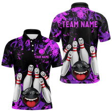 Load image into Gallery viewer, Purple Funny Bowling Team Shirt for Men Custom Bowling League Jersey Polo &amp; 1/4 Zip Bowler Outfit QZT781