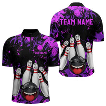Load image into Gallery viewer, Purple Funny Bowling Team Shirt for Men Custom Bowling League Jersey Polo &amp; 1/4 Zip Bowler Outfit QZT781