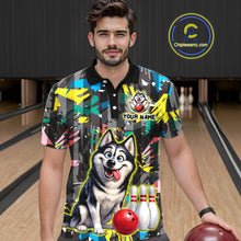 Load image into Gallery viewer, Funny Husky Bowling Shirt for Men Custom Bowling Team Jersey Bowling Outfit Polo &amp; Quarter-Zip QZT971