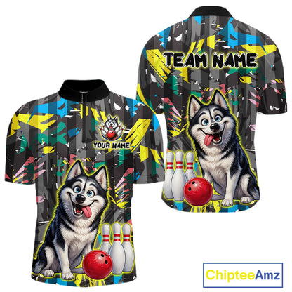 Funny Husky Bowling Shirt for Men Custom Bowling Team Jersey Bowling Outfit Polo & Quarter-Zip QZT971