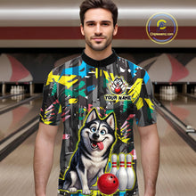 Load image into Gallery viewer, Funny Husky Bowling Shirt for Men Custom Bowling Team Jersey Bowling Outfit Polo &amp; Quarter-Zip QZT971