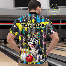 Load image into Gallery viewer, Funny Husky Bowling Shirt for Men Custom Bowling Team Jersey Bowling Outfit Polo &amp; Quarter-Zip QZT971