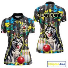 Load image into Gallery viewer, Funny Husky Bowling Shirt for Women Custom Bowling Team Jersey Polo &amp; Quarter-Zip QZT971