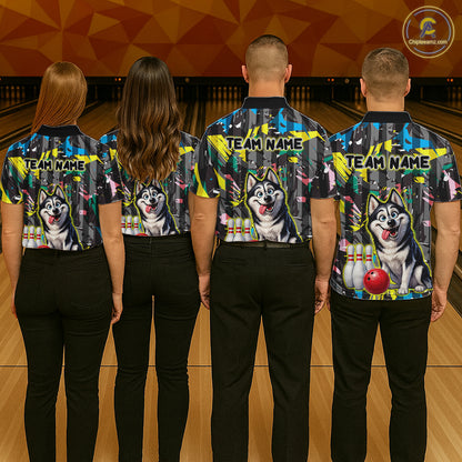 Funny Husky Bowling Shirt for Men Custom Bowling Team Jersey Bowling Outfit Polo & Quarter-Zip QZT971