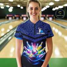 Load image into Gallery viewer, Personalized Bowling Team Shirt for Women  Polo &amp; 1/4 Zip Bowling Jersey League QZT839
