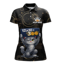 Load image into Gallery viewer, Custom Funny Cat Bowling Math Shirt Polo &amp; 1/4-Zip Bowling League Jersey Bowling Outfit for Women QZT927