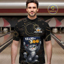 Load image into Gallery viewer, Custom Funny Cat Bowling Math Shirt Polo &amp; 1/4-Zip Bowling League Jersey Bowling Outfit for Men QZT927