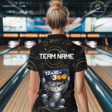 Load image into Gallery viewer, Custom Funny Cat Bowling Math Shirt Polo &amp; 1/4-Zip Bowling League Jersey Bowling Outfit for Women QZT927