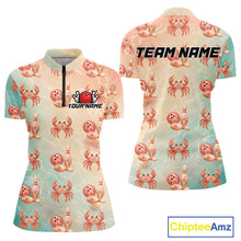 Load image into Gallery viewer, Short-sleeve shirt with crab pattern and customizable text on a white background