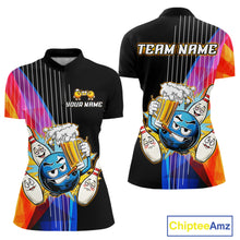 Load image into Gallery viewer, Colorful bowling-themed shirts with cartoon characters and 'Team Name' text on a white background.