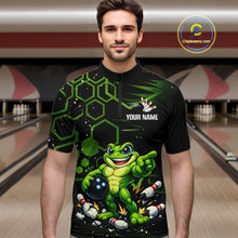 Load image into Gallery viewer, Custom Funny Green Frog Bowling Team Jersey Ugly Bowling Shirt for Men Polo &amp; Quarter-Zip QZT844