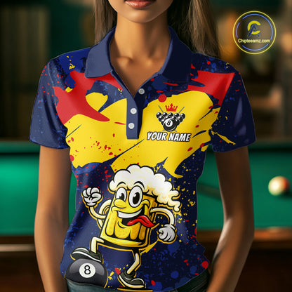 Funny Beer 8 Ball Billiard Shirt for Women Custom Billiard Jersey Pool Shirt Polo & Quarter-Zip BHT19