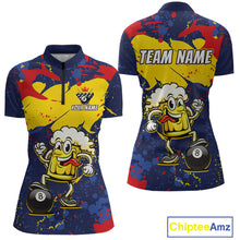 Load image into Gallery viewer, Funny Beer 8 Ball Billiard Shirt for Women Custom Billiard Jersey Pool Shirt Polo &amp; Quarter-Zip BHT19