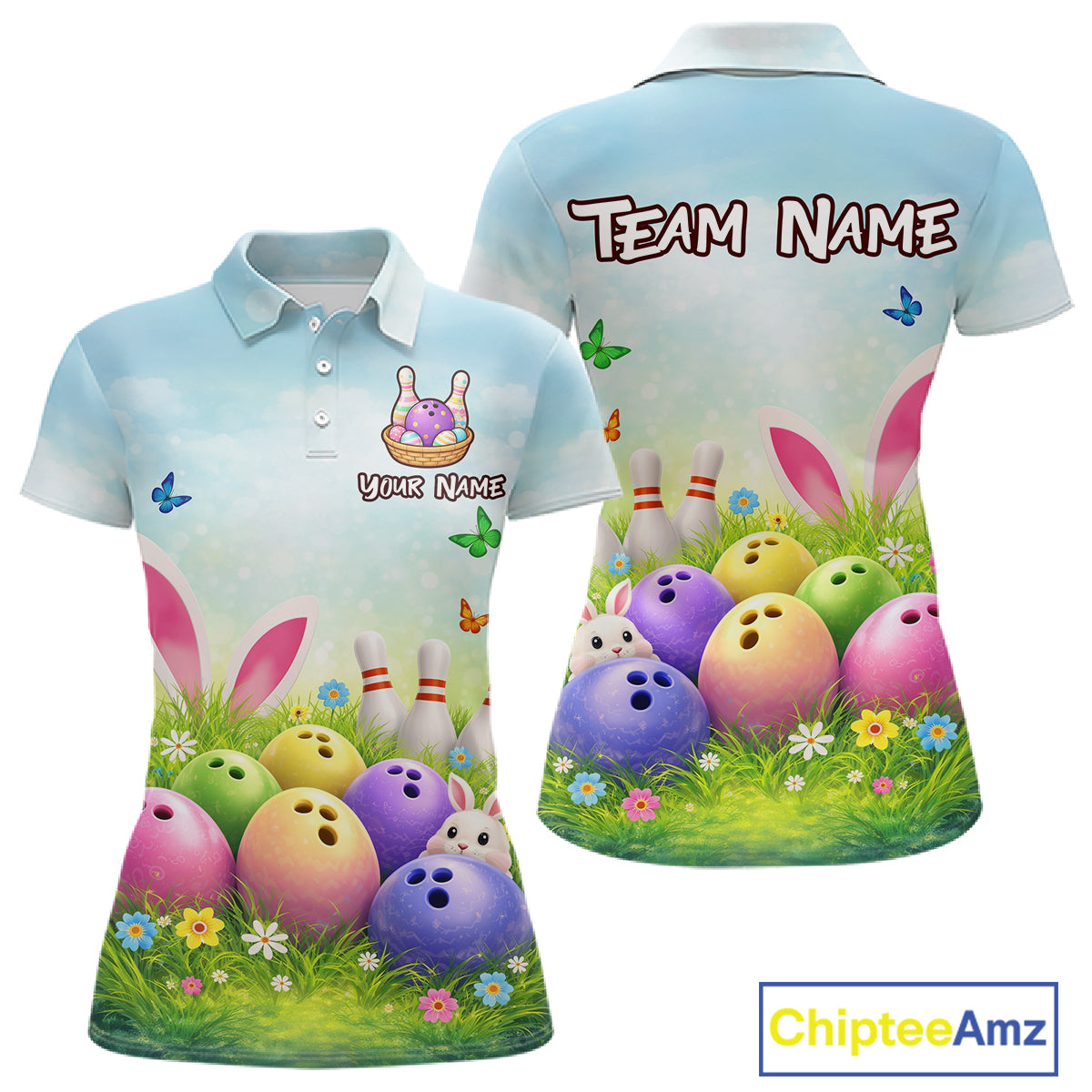 Funny Easter Bowling Shirt Custom Bowling Team Jersey for Women Polo & 1/4 Zip QZT979