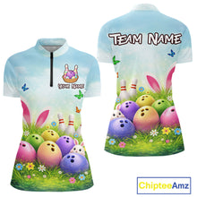 Load image into Gallery viewer, Funny Easter Bowling Shirt Custom Bowling Team Jersey for Women Polo &amp; 1/4 Zip QZT979