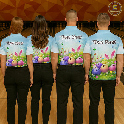Funny Easter Bowling Shirt Custom Bowling Team Jersey for Women Polo & 1/4 Zip QZT979
