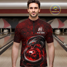 Load image into Gallery viewer, Red Snake Bowling Shirt for Men Personalized Bowling Team Jersey Polo &amp; Quarter-Zip QZT934