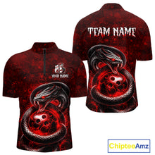 Load image into Gallery viewer, Red Snake Bowling Shirt for Men Personalized Bowling Team Jersey Polo &amp; Quarter-Zip QZT934