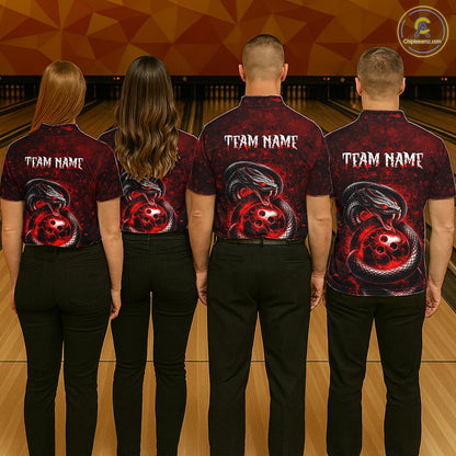 Red Snake Bowling Shirt for Men Personalized Bowling Team Jersey Polo & Quarter-Zip QZT934