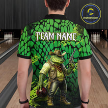 Load image into Gallery viewer, Funny Green Cowboy Alliagator Bowling Shirt for Men Custom Bowling Team Jersey Polo &amp; 1/4-Zip Bowling Outfit QZT1012