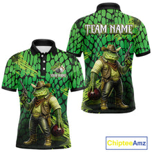 Load image into Gallery viewer, Funny Green Cowboy Alliagator Bowling Shirt for Men Custom Bowling Team Jersey Polo &amp; 1/4-Zip Bowling Outfit QZT1012