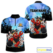 Load image into Gallery viewer, Custom Funny Crawfish Bowling Team Jersey for Men Bowling Shirt Polo &amp; 1/4 Zip QZT1015