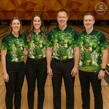 Load image into Gallery viewer, Custom Green Funny Alligator Bowling Shirt Samrock Pattern Bowling St. Patrick's Day for Women QZT935