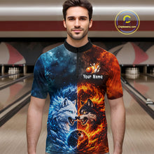 Load image into Gallery viewer, Fire and Ice Wolf Bowling Team Shirt Custom Bowling League Jersey for Men Bowling Polo &amp; 1/4-Zip QZT937