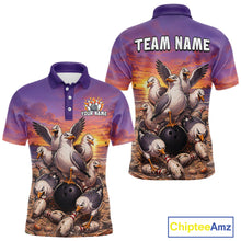 Load image into Gallery viewer, Custom Sunset Funny Gull Team Bowling Shirt for Men Bowling League Jersey Polo &amp; Quarter-Zip QZT1017
