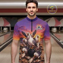Load image into Gallery viewer, Custom Sunset Funny Gull Team Bowling Shirt for Men Bowling League Jersey Polo &amp; Quarter-Zip QZT1017